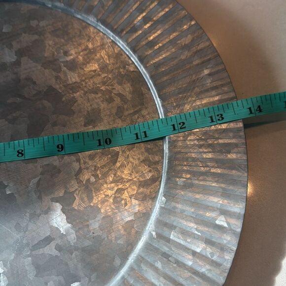 Crate & Barrel decker 6 galvanized chargers all have factory drilled ho… - Picture 3 of 5